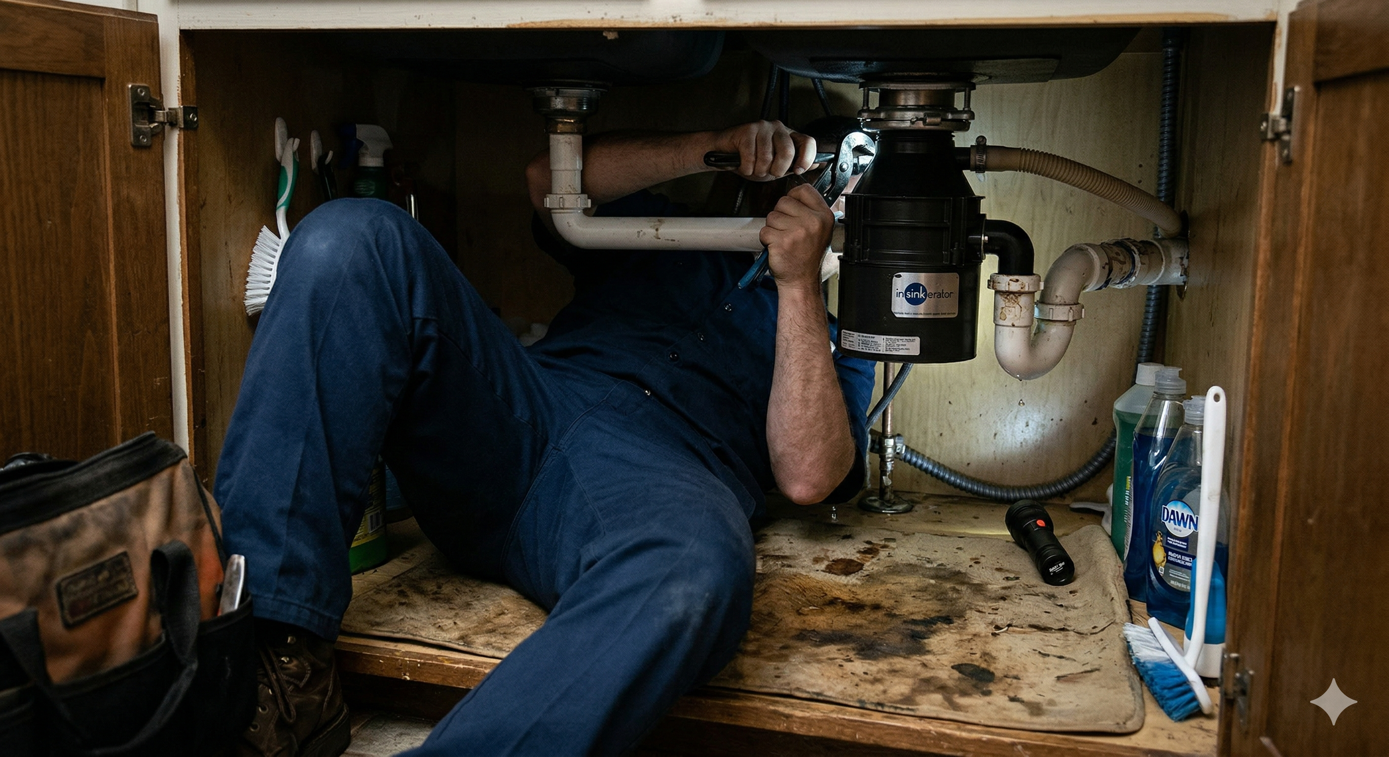 Professional plumber servicing water heater in Lewisville